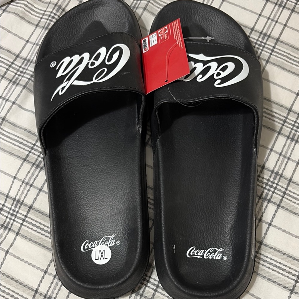 Coca-Cola Black and White Slide Sandals